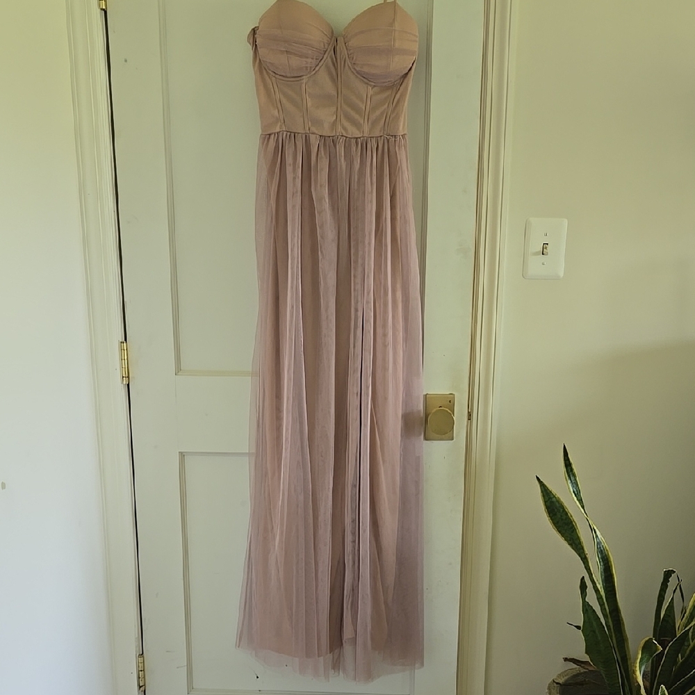 Windsor Pink Strapless Ruched Maxi Gown